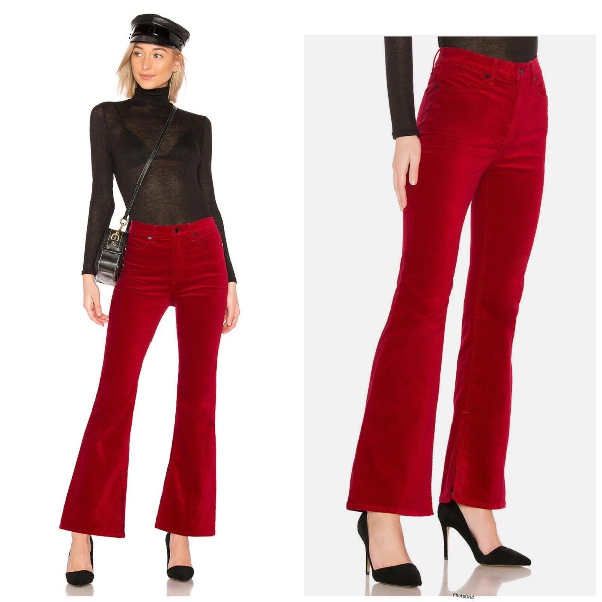 Rag Bone Bella Flared Velvet Pant In Red