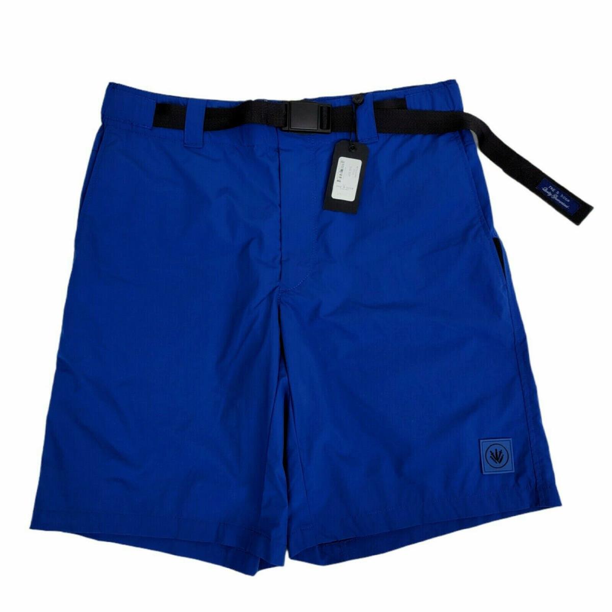 Rag Bone Mens 31 Flat Front Nylon Belted Drake Shorts Blue