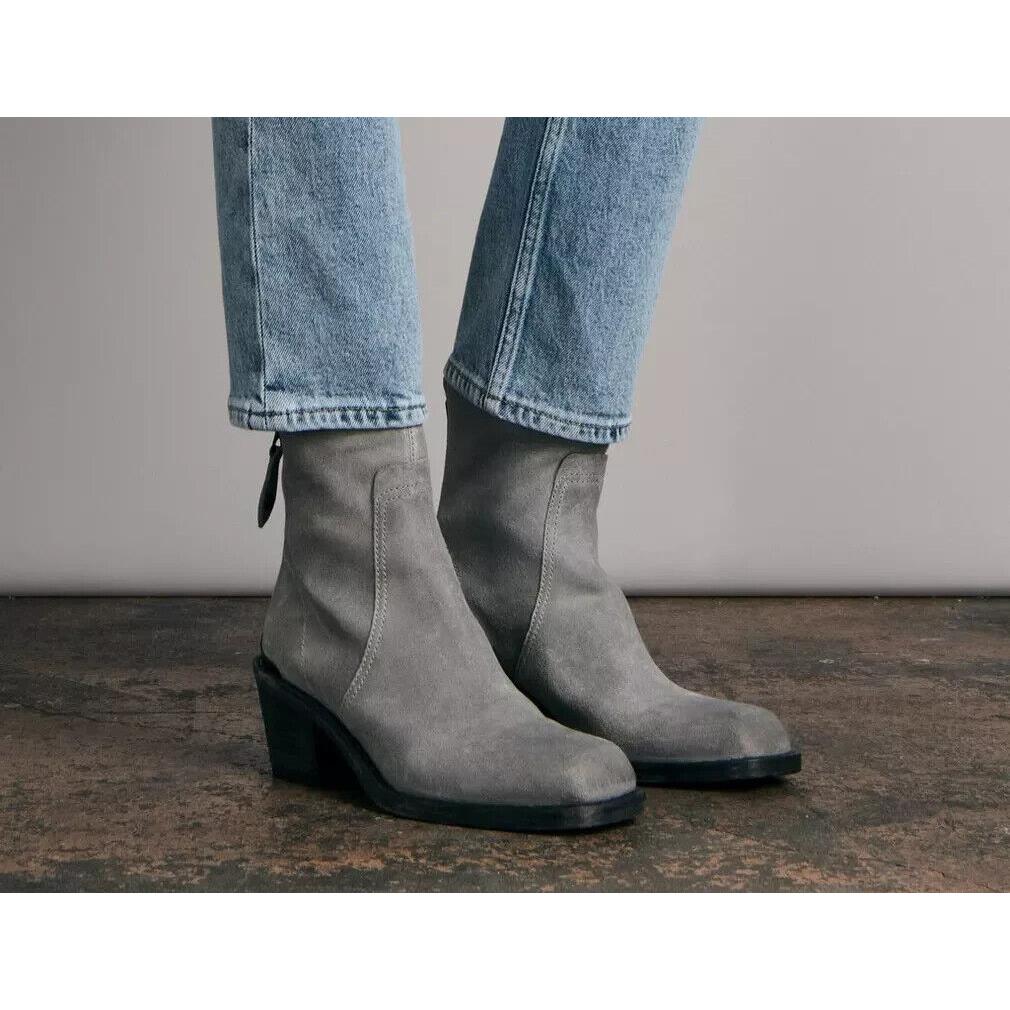 Nib- Rag Bone `bristol` Waxed Suede Ankle Boots Cemento Grey - Size 37 / US 7