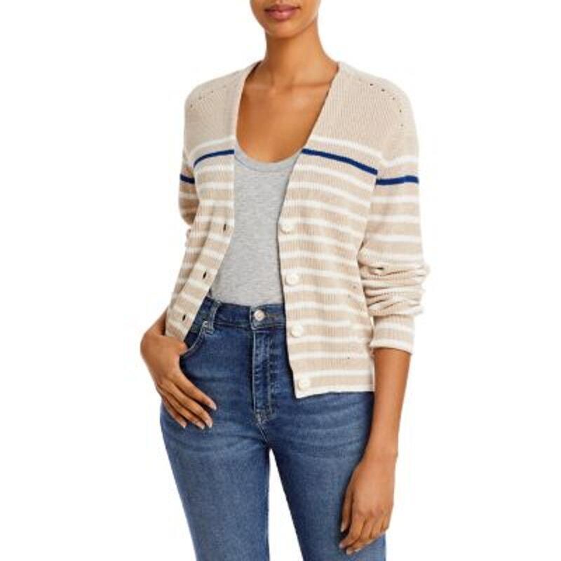 Rag Bone Ladies Cream Blue White Striped Ann Cardigan Size Large