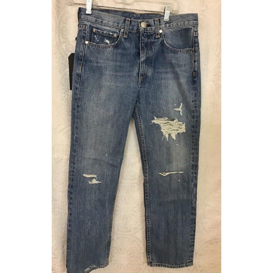 Rag and Bone Jean Hel W/ Holes Boy Jean Medium Wash Size 23