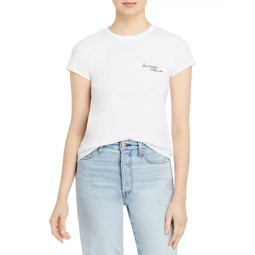 Rag Bone L125306 Women`s Organic Pima Cotton La Script Tee Size M