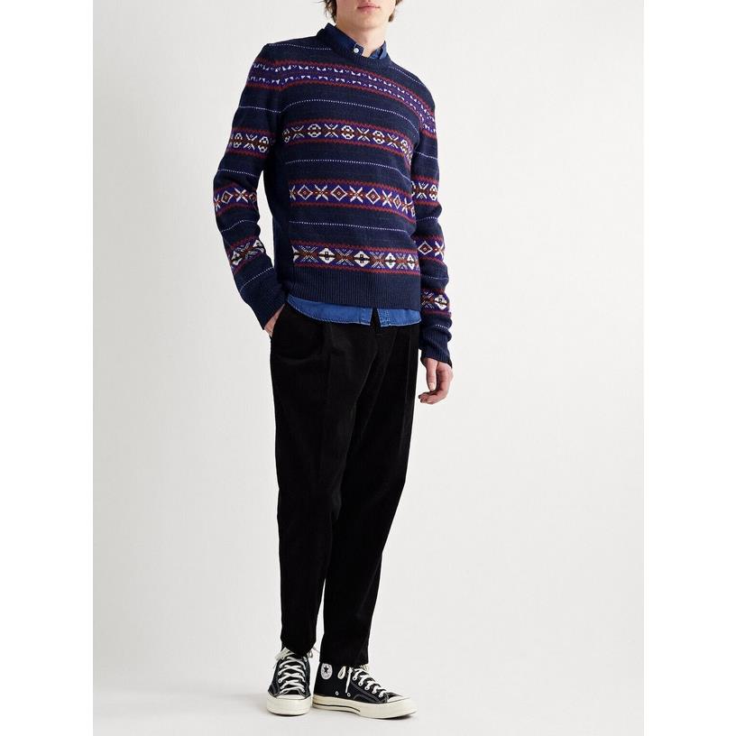 Rag Bone Mens Multi Wesley Fair Isle Wool Crewneck Sweater Size M