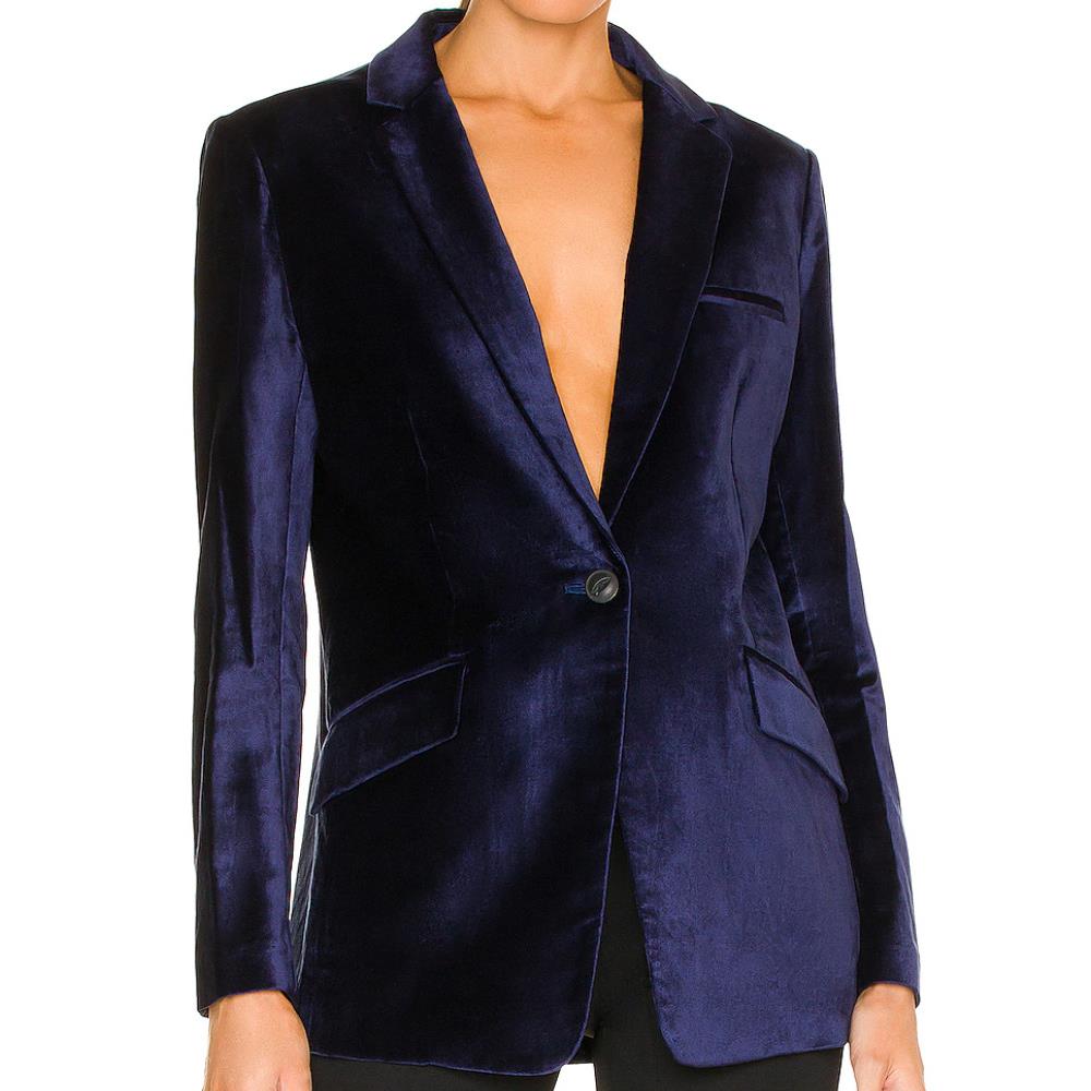 Rag Bone Sz4 Margot Velvet Tailored Boyfriend Blazer Jacket Blue