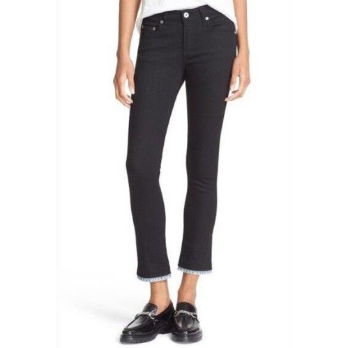 Rag and Bone Crop Skinny Black Bucquet Jeans sz.23 Waist 26