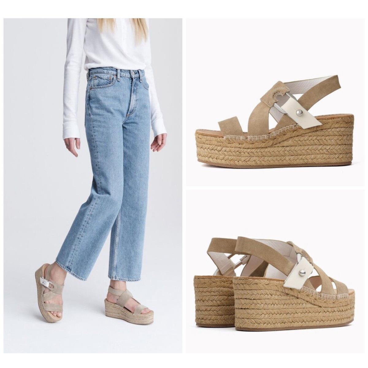 Rag Bone August Platform Espadrille Wedge Light Sand Size:37 US 7