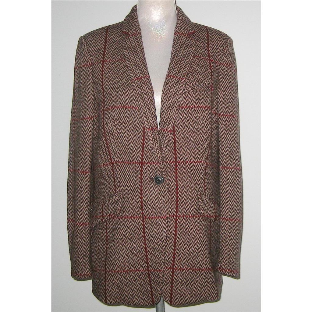 Rag Bone Margot Plaid Wool Blend Women`s Blazer Jacket Paprika 14