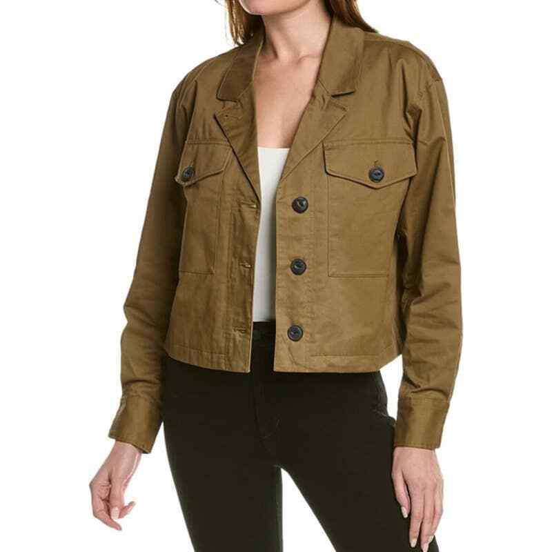 Rag Bone Jessie Cotton Shirt Jacket in Army Green Women`s Size Medium