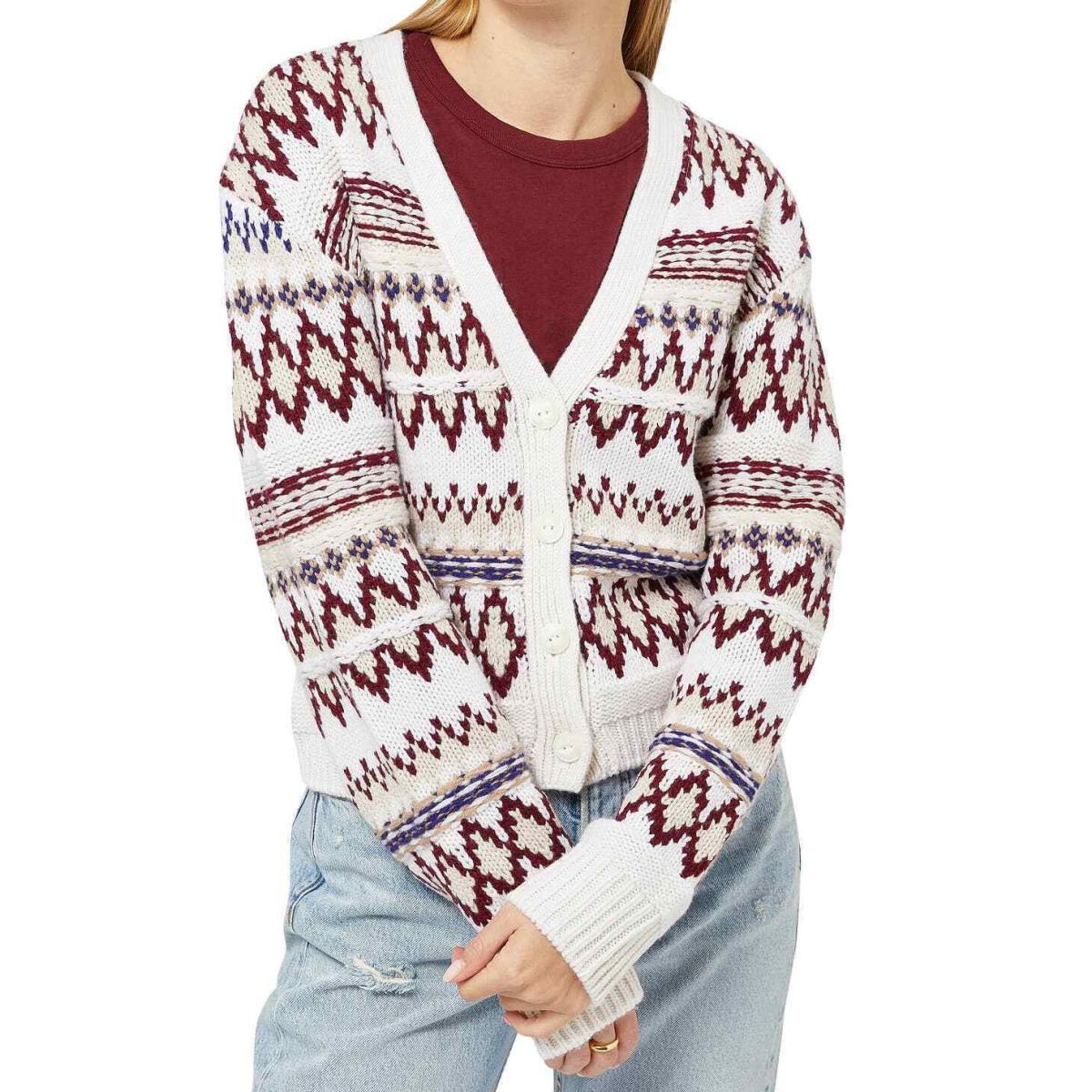 Rag Bone Willow Fair Isle Wool Cardigan Size M Drop Shoulder Buttons