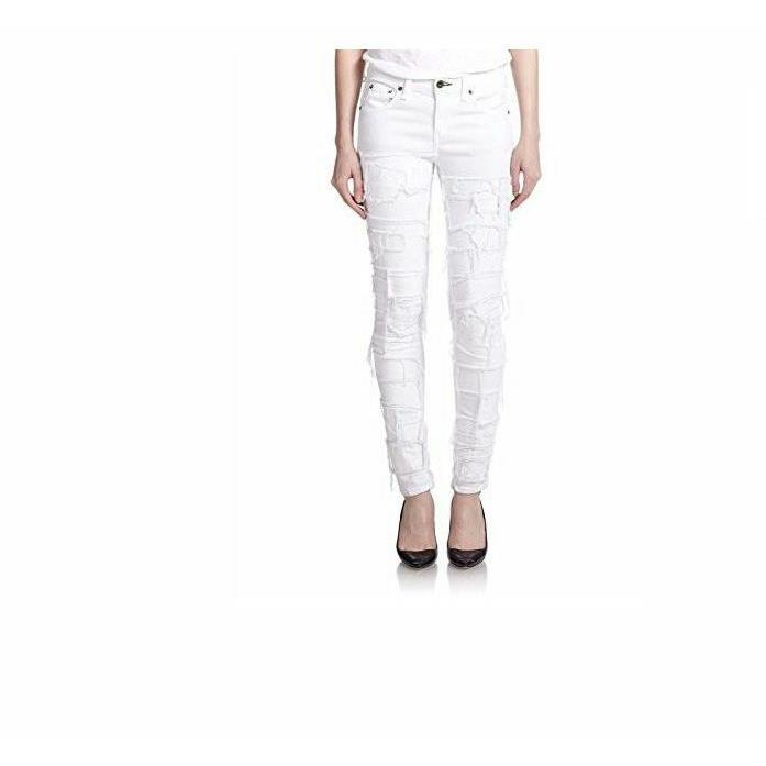 Rag Bone Womens Torn Skinny Jeans Bright White Stretch Denim Pants Size 23