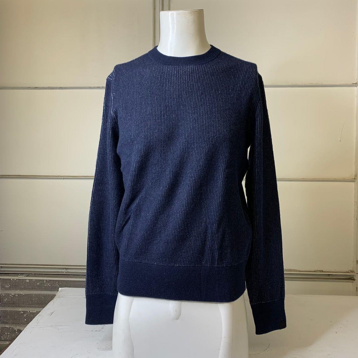 Rag Bone Finch Ribbed Crew Wool Blend Sweater Men`s Size M Navy