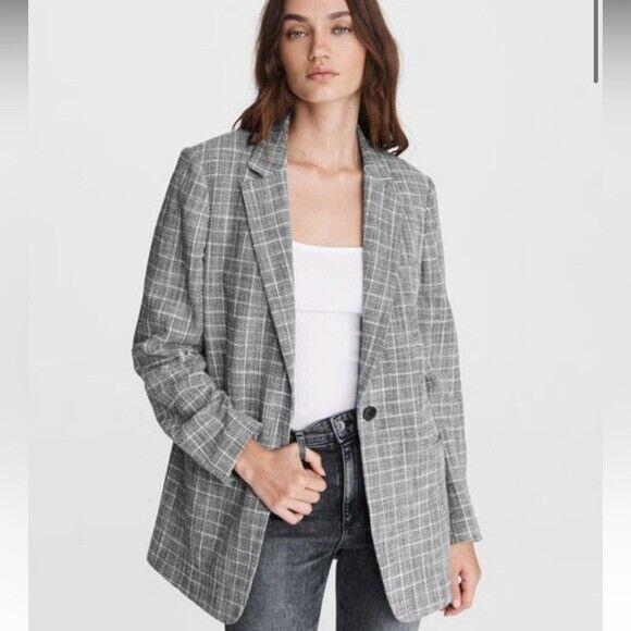 Rag and Bone Ames Deconstructed Check Cottonrelaxed Fit Blazer Size 4