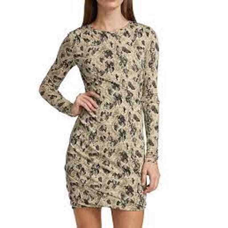 Rag Bone Tan Snake Poppy Draped Mini Dress Long Sleeve Women`s Size M