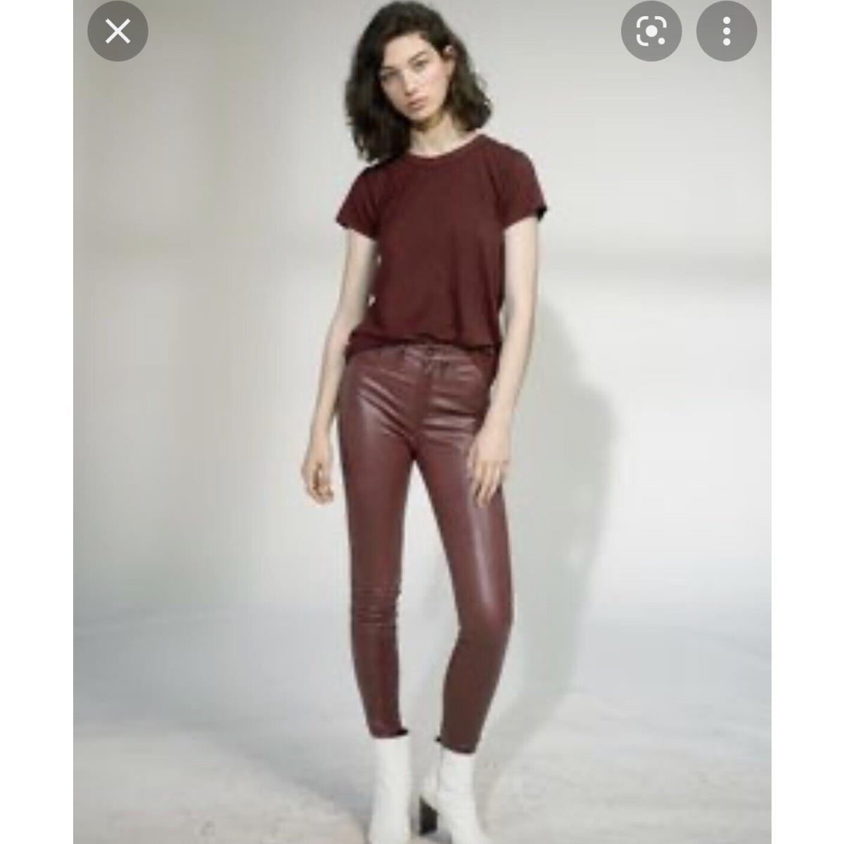 Rag and Bone Burgundy High Rise Skinny Leather Pants Size 23