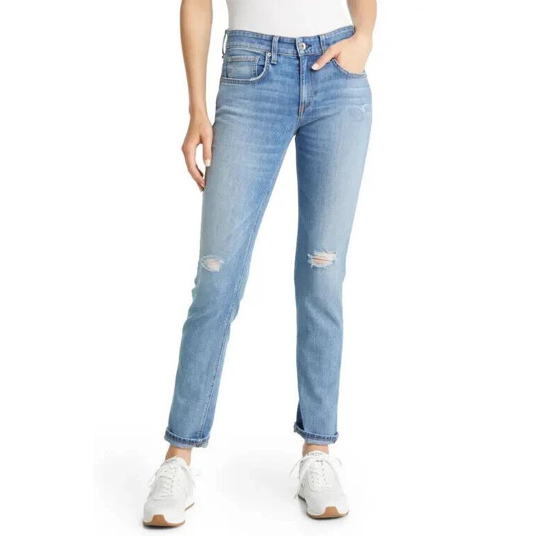 Rag Bone Dre Low Rise Ankle Slim Blue Boyfriend Jeans L121915 Woman`s Size 34