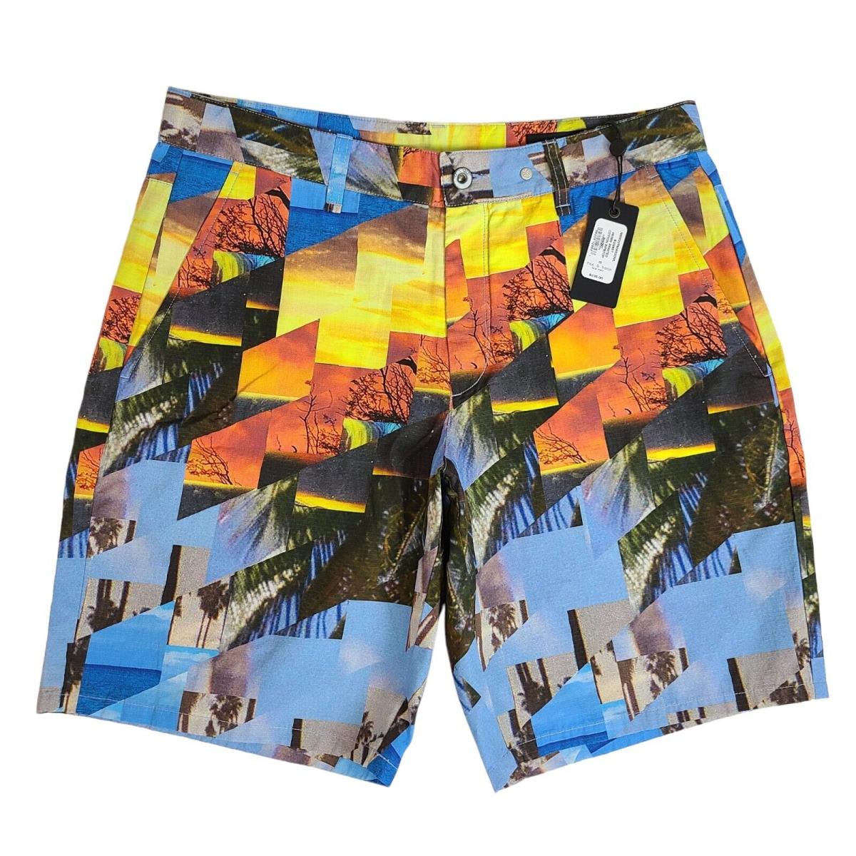 Rag Bone Mens 32 Sunset Perry Printed Ripstop Shorts Flat Front Colorful