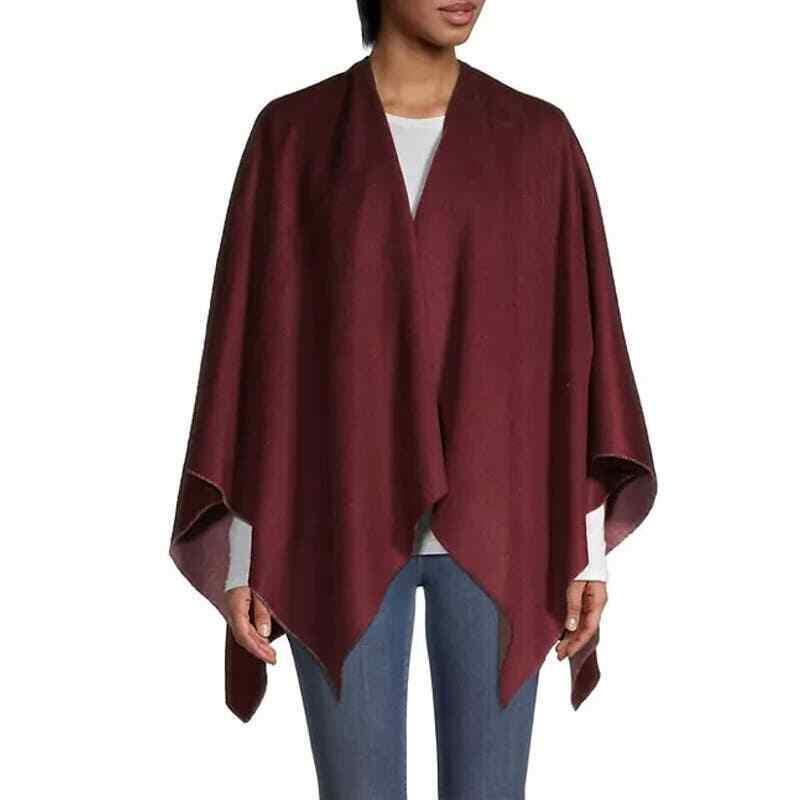 Rag Bone Reversible Crown Cashmere Poncho Sweater Wine Size