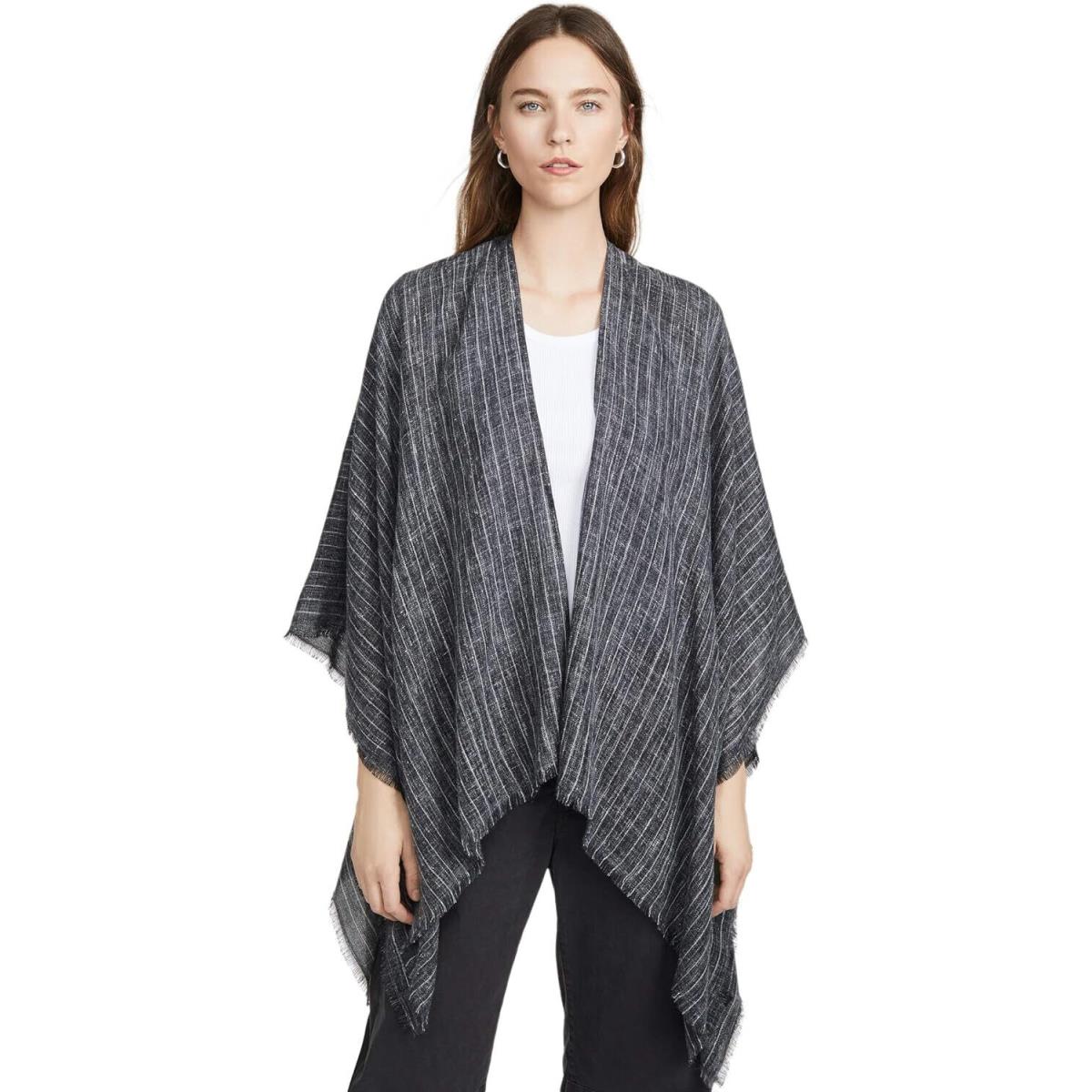 Rag Bone Women`s Pinstripe Poncho Navy Blue Stripe One Size