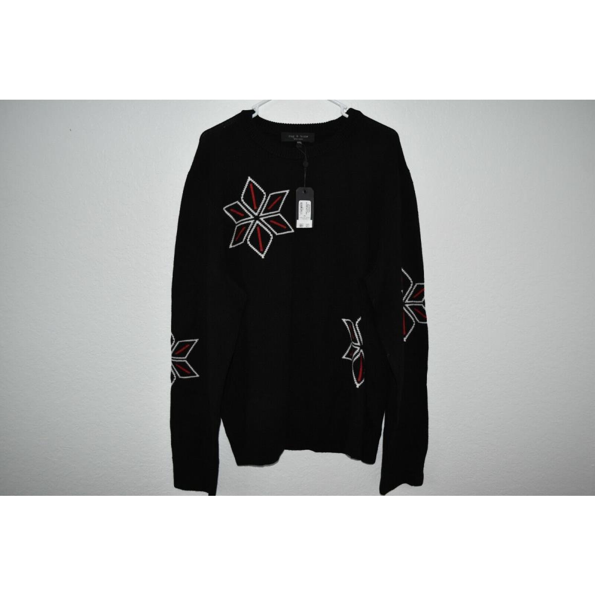 Rag Bone Black Multi Snowflake Crew Xxl Sweater