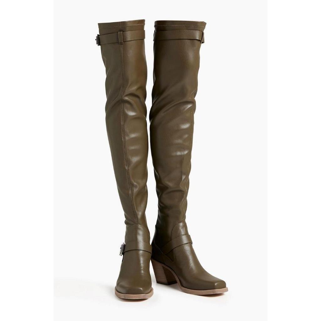 Rag Bone Axis Thigh High Buckle Boot in Dark Olive Size 6.5