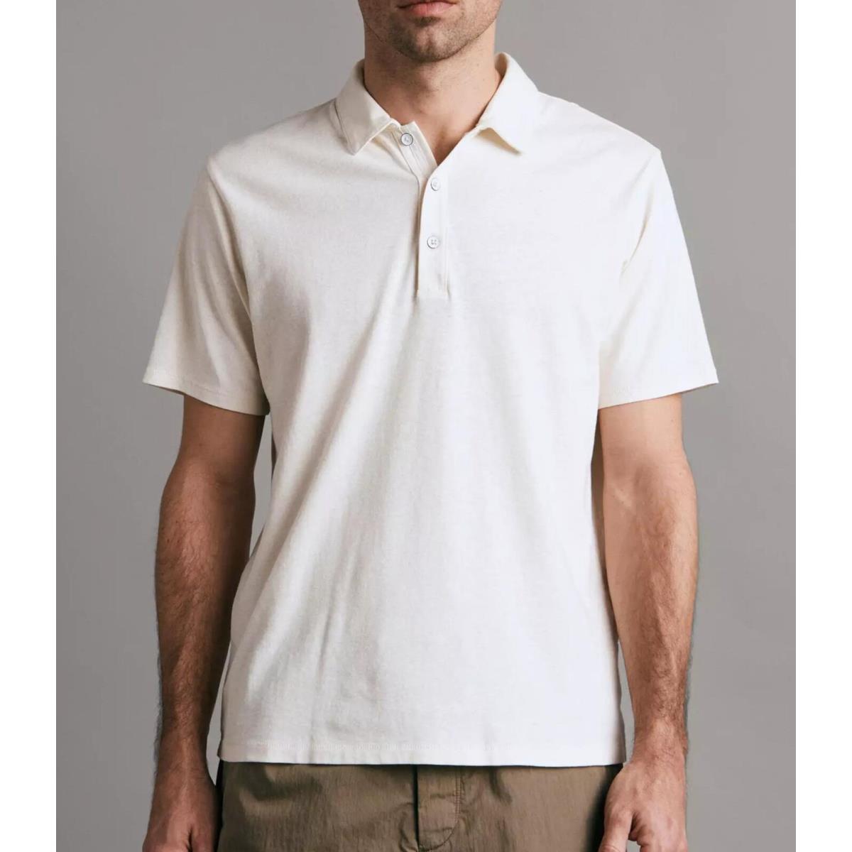 Rag Bone Men`s Mercer Relaxed-fit Linen Blend Polo Ivory Small