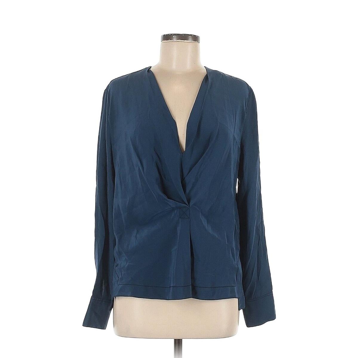 Rag Bone Silk Chiffon Tunic Shirt Blouse Navy Blue Women`s M