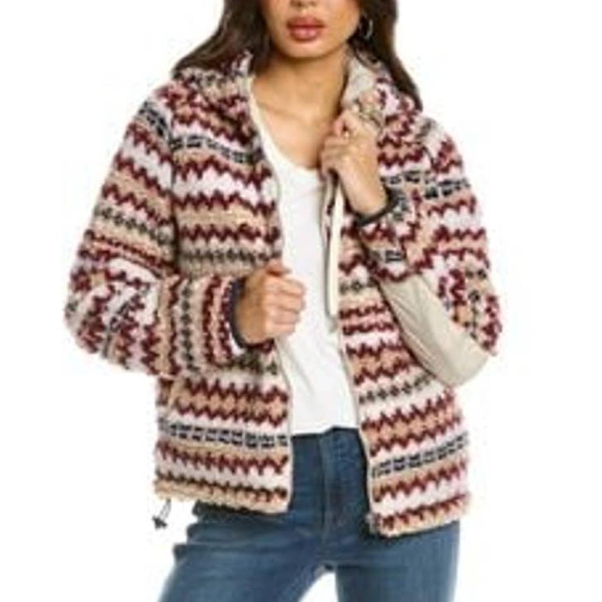 Rag Bone Fair Isle Sherpa Hoodie Size XL Full Zip Side Pockets Drawstring