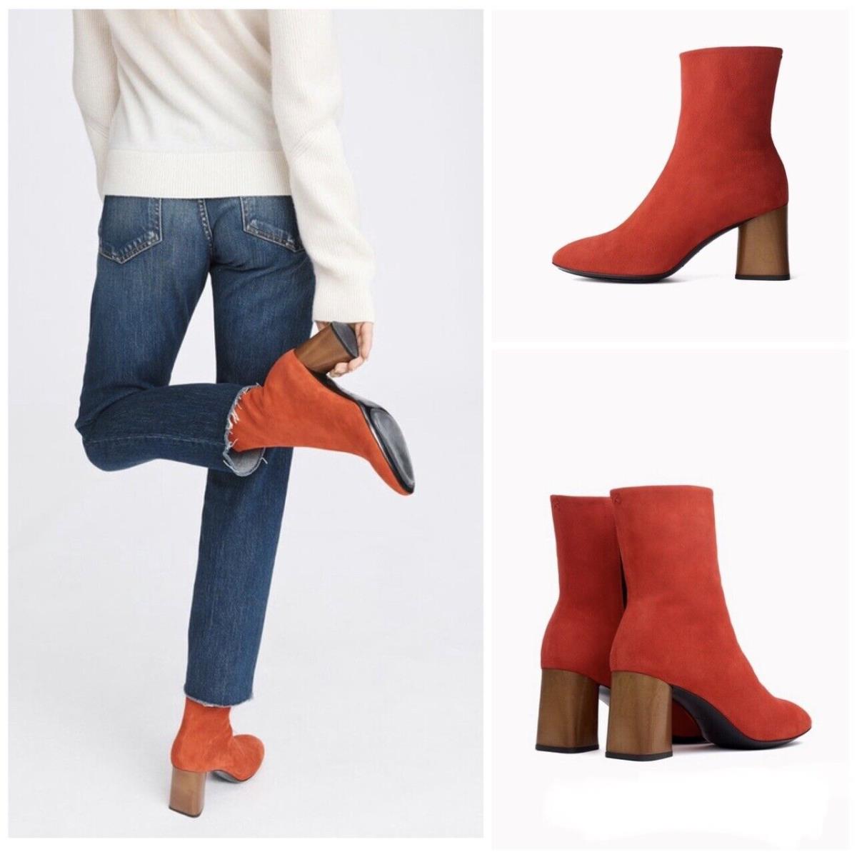 Rag Bone Fei Fiery Red Suede Heel Boot Size: 36.5 US 6.5