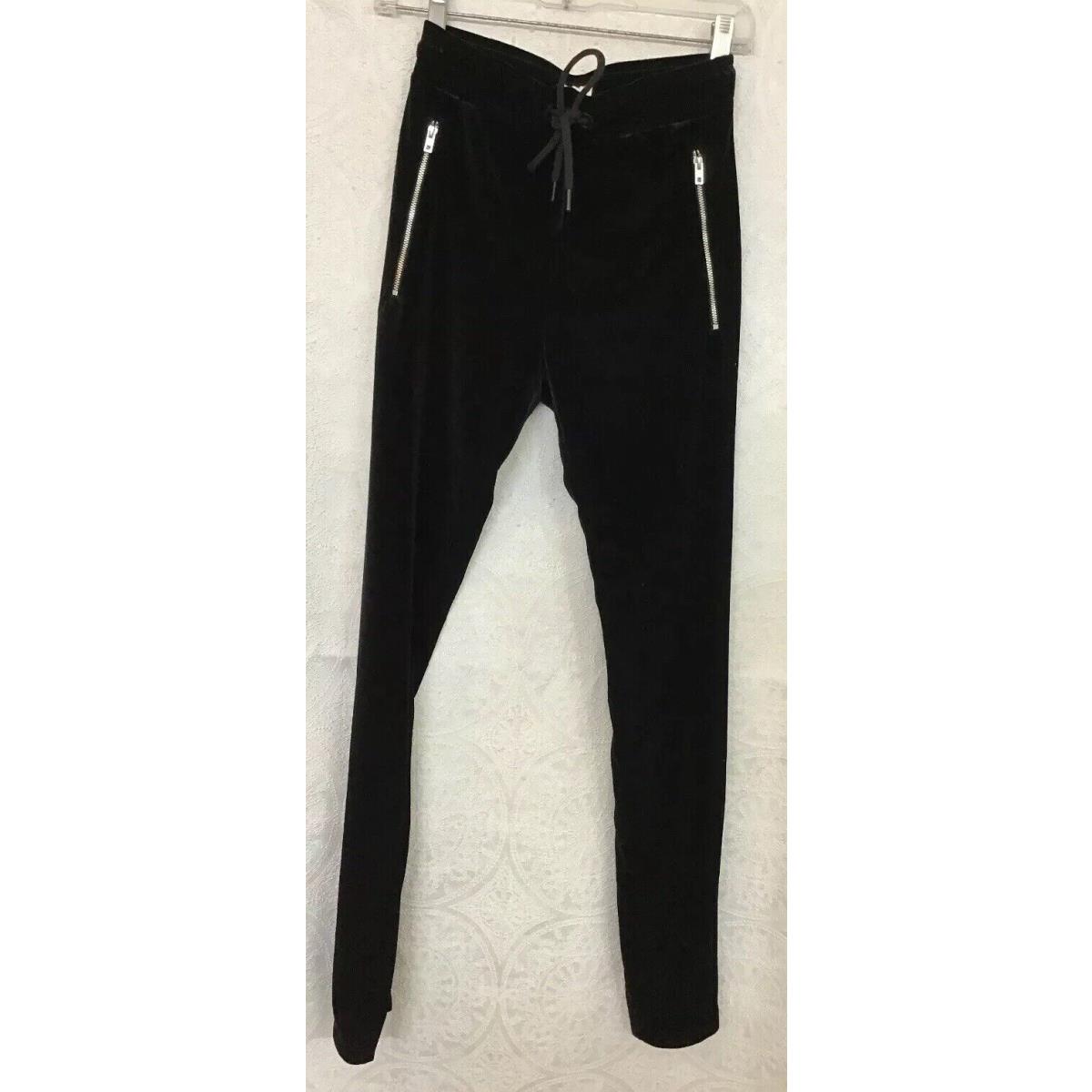 Rag Bone Velvet Zip Trackpant Black Elastic Drawstring Waistband Siz Xxs