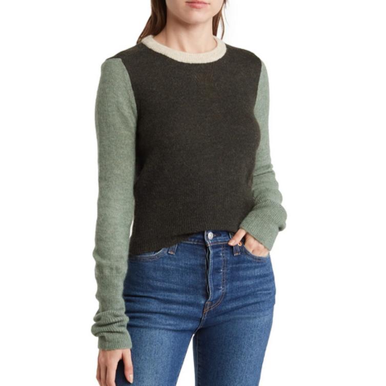 Rag Bone Lindsay Alpaca Blend Crewneck Sweater Green XS