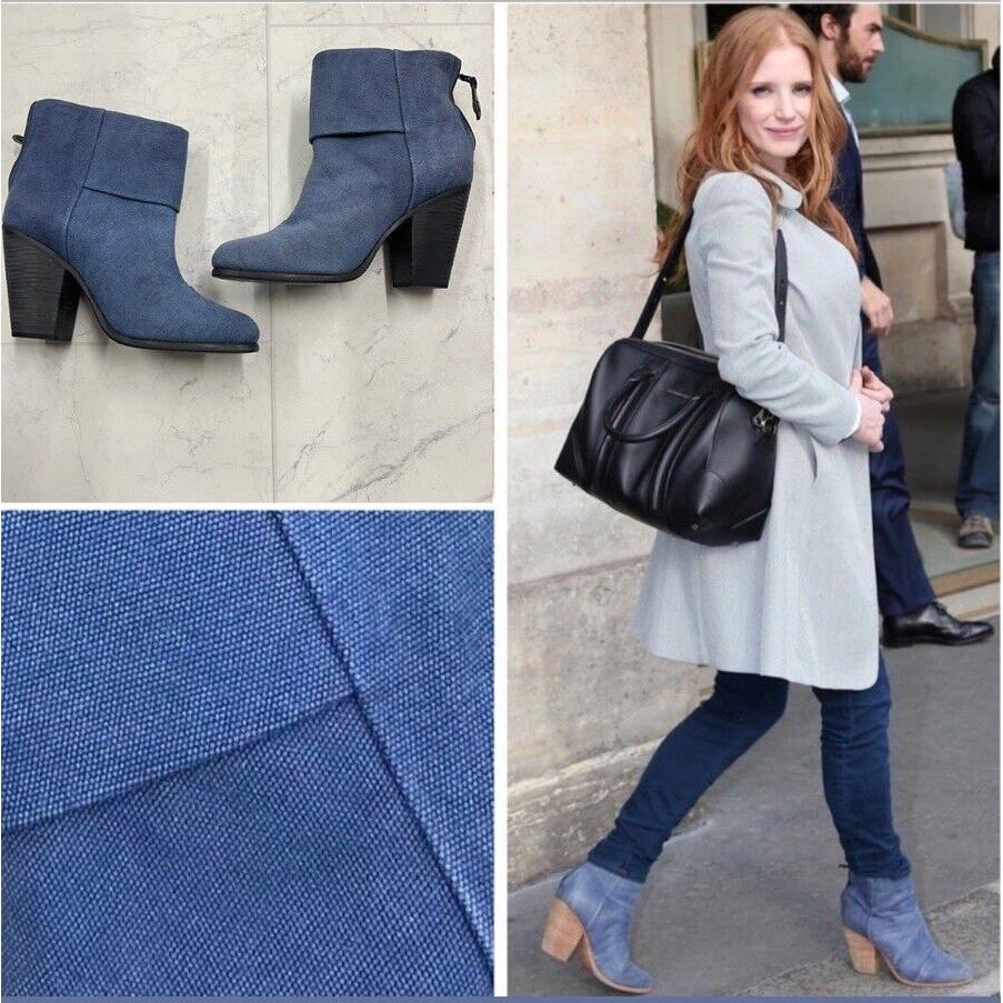 Rag Bone Classic Newbury Booties In Navy Canvas Size: 39.5 US 9.5