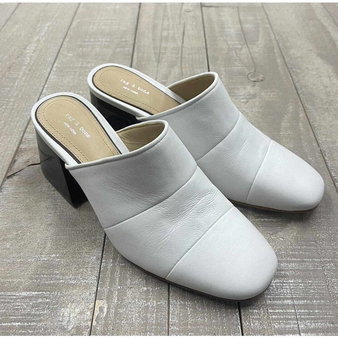 Rag Bone Millie Leather Heel Mule In White Size: 39.5 US 9.5