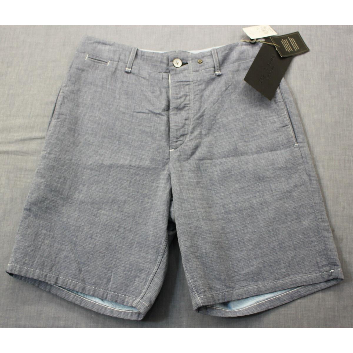 Rag Bone Made n Usa Men Blue Button Fly Cotton Matthew Shorts 28