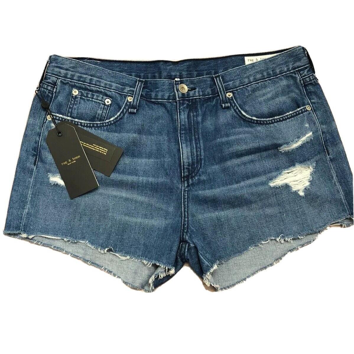 Rag Bone Womens Denim Cate Mid Rise Quartz with Holes Jean Blue Shorts Size 32