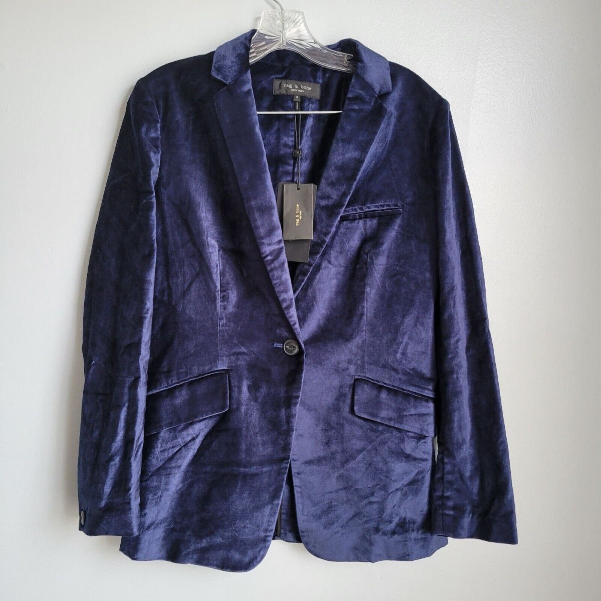 Rag Bone Blue Margot Velvet Blazer Size 2