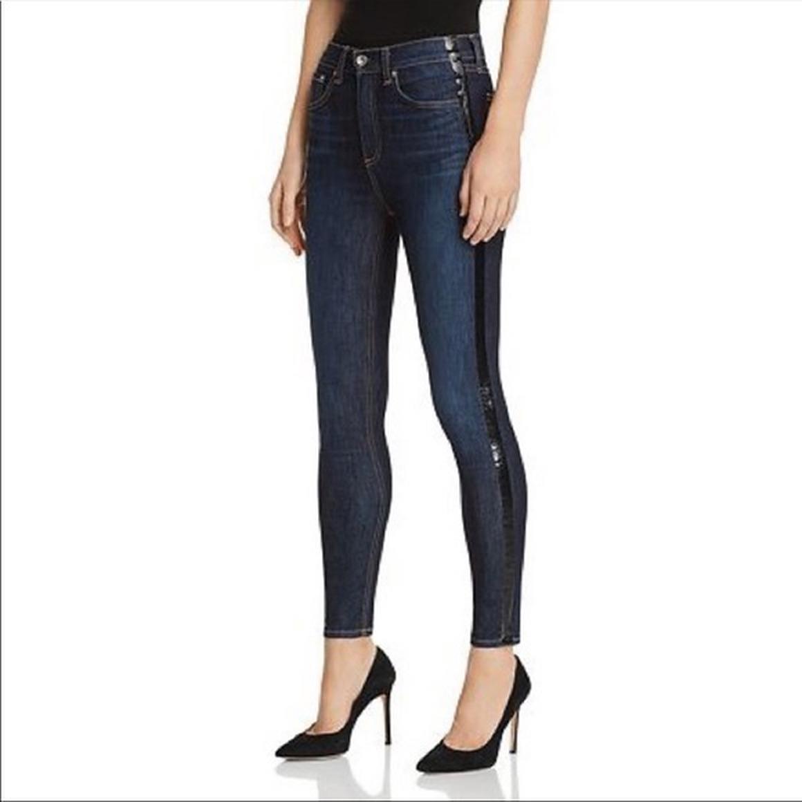 Rag Bone/jean Side-stripe High-rise Ankle Skinny Jeans Size 24 Msrp: