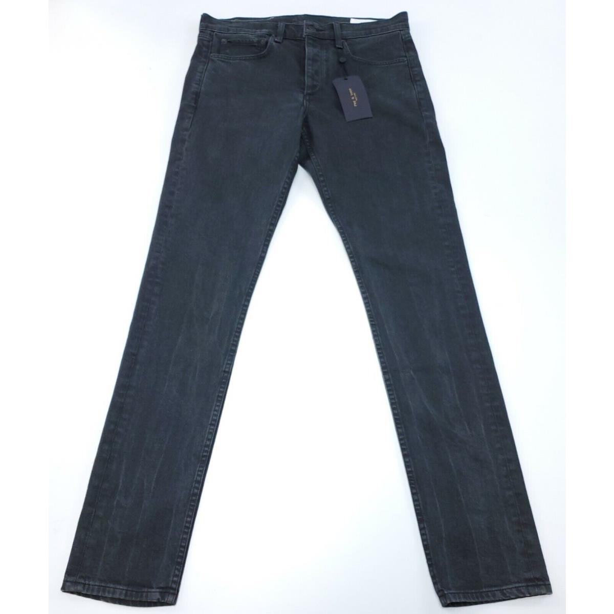 Rag Bone Men`s 36 x 34 Fit 1 Extra Slim Stretch Dark Gray Denim Jeans