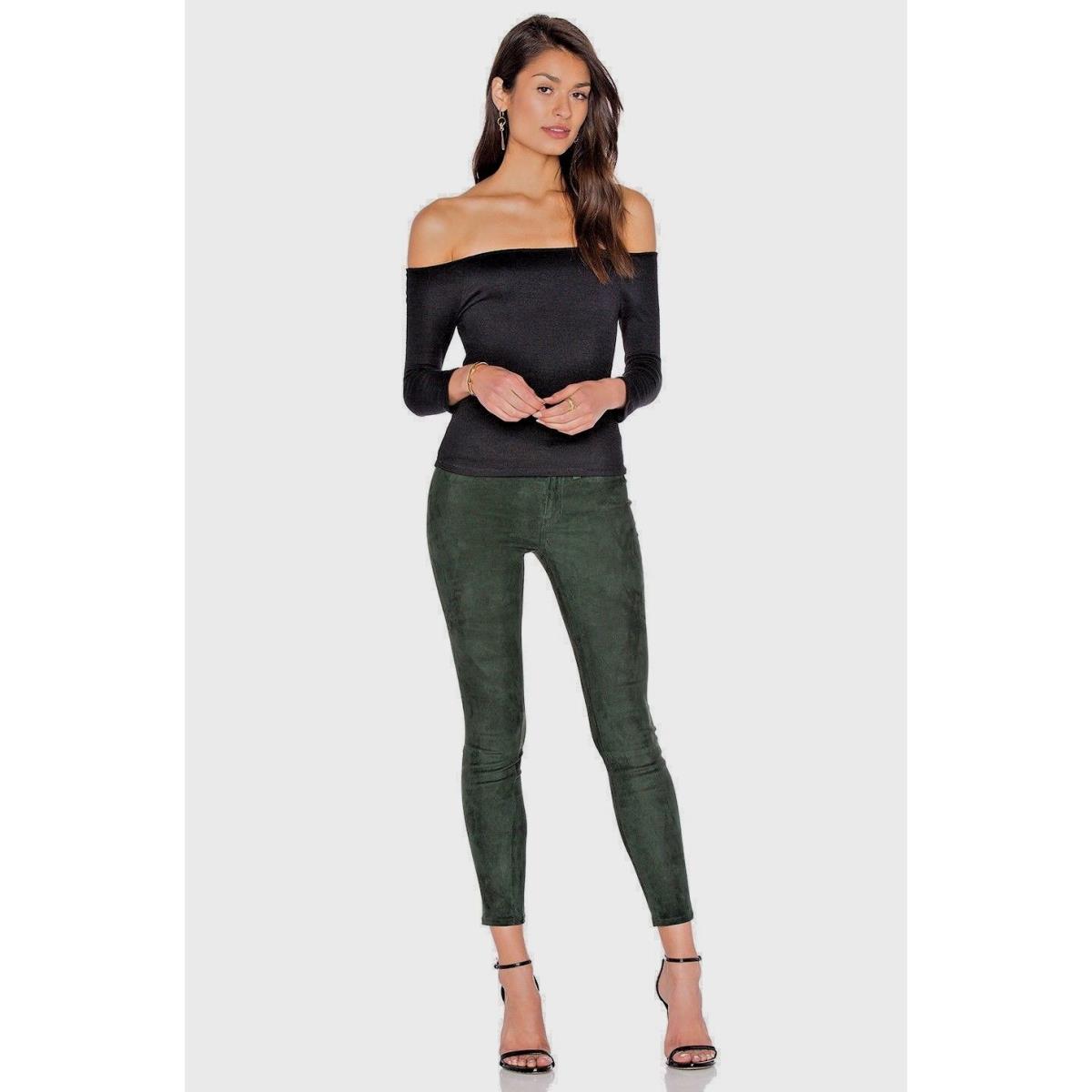 Rag Bone Scarab Suede Stretch Capri Skinny Jeans Leggings Forest Green 27 NW