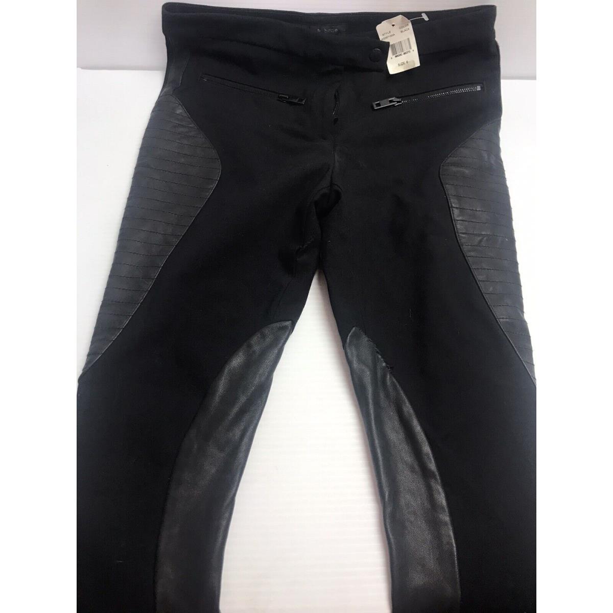 Rag Bone Soze 6 Black Ilford Leather/ Cotton Pants