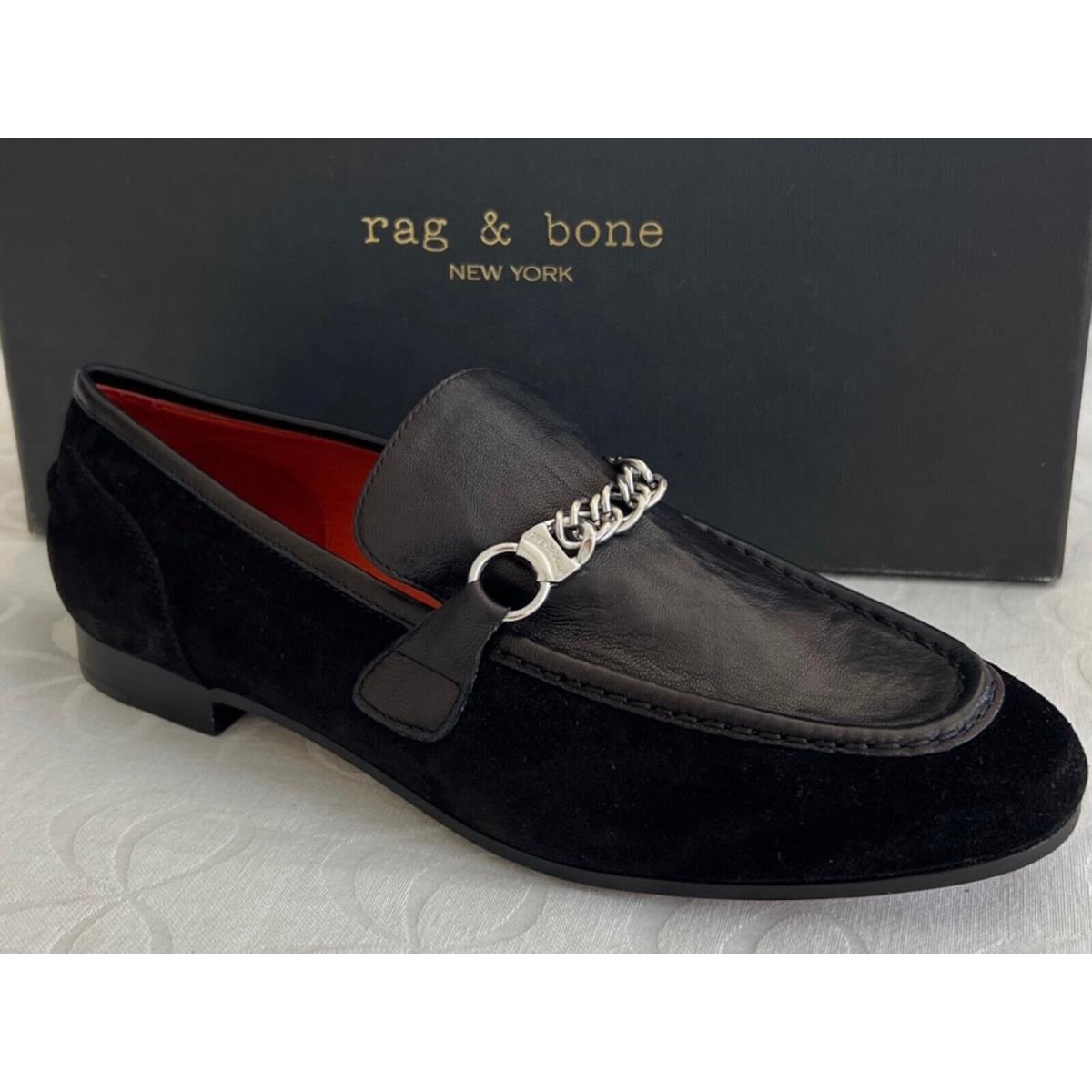 Rag Bone NY Black Suede+leather Chain Accent Slip-on Loafers EU 36.5 / 6.5 US