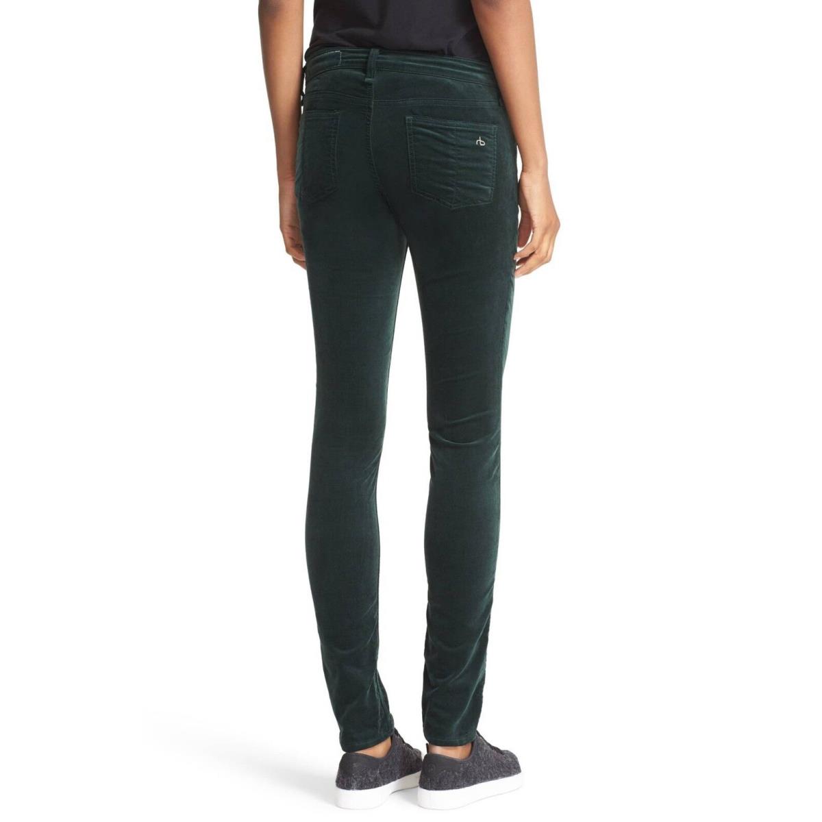 Rag Bone Women`s `scarab` Velvet Skinny Forest Green Pants - 29