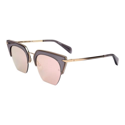 Rag Bone 1007 Women`s Cat Eye Sunglasses Grey Crystal/rose Gold Pink Mirror 51mm