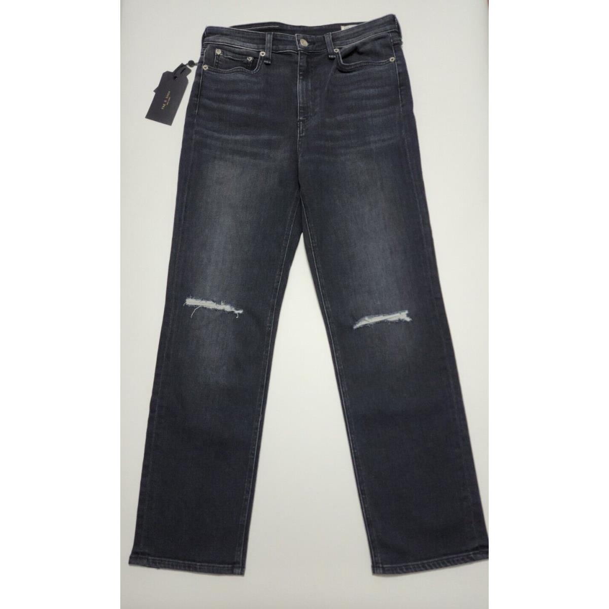 Rag Bone Nina High-rise Ankle Cigarette Jean in Grafton w Holes 29x28