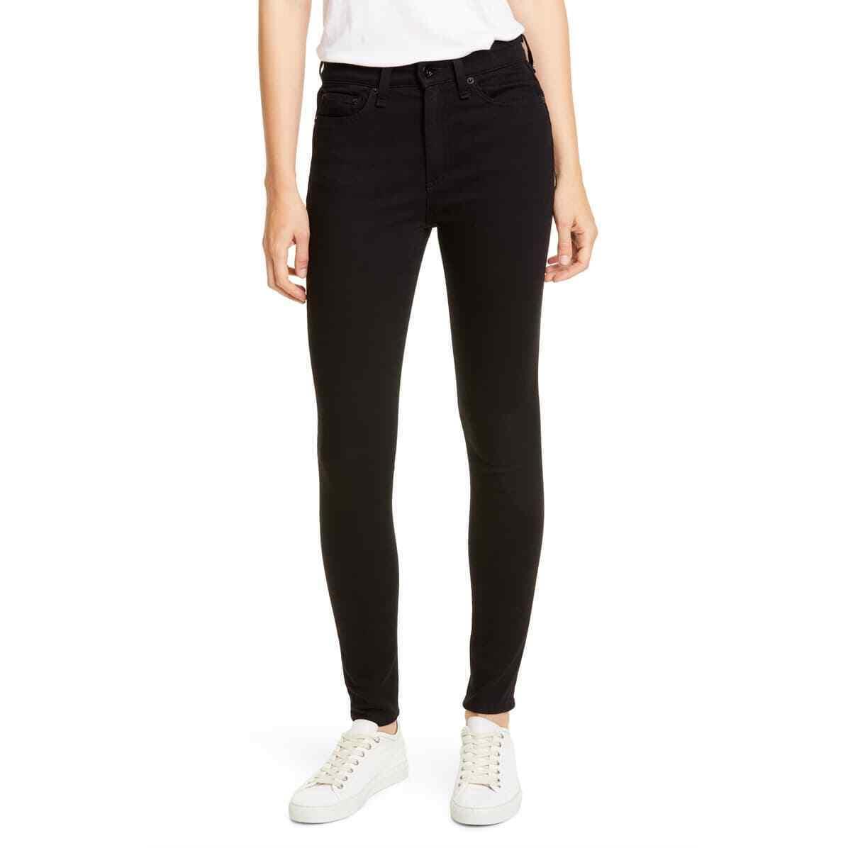 Rag and Bone Nina High Waist Ankle Skinny Jeans in Black - Size 27 P599