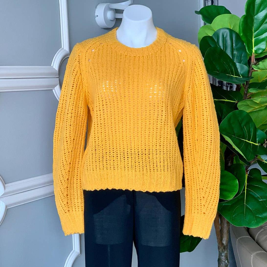 Rag Bone Women`s Wool Crew Neck Sweater Arizona Yellow Large