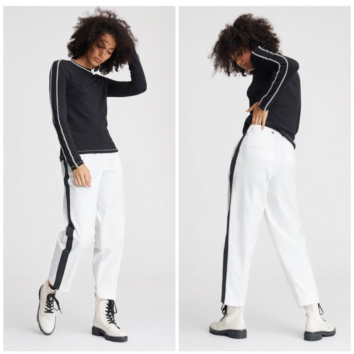 Rag Bone Workman Pant with Side Stripe In White/black Size:28