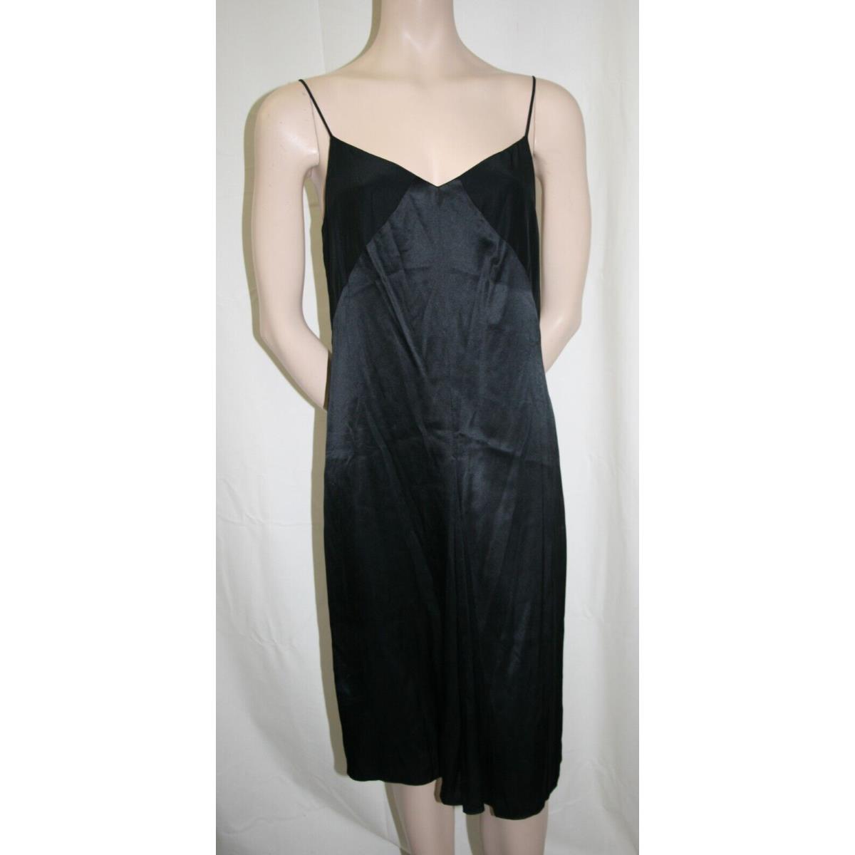 Rag Bone Women`s Solid Black Evelyn Silk Slip Designer Dress Lined Sz 6