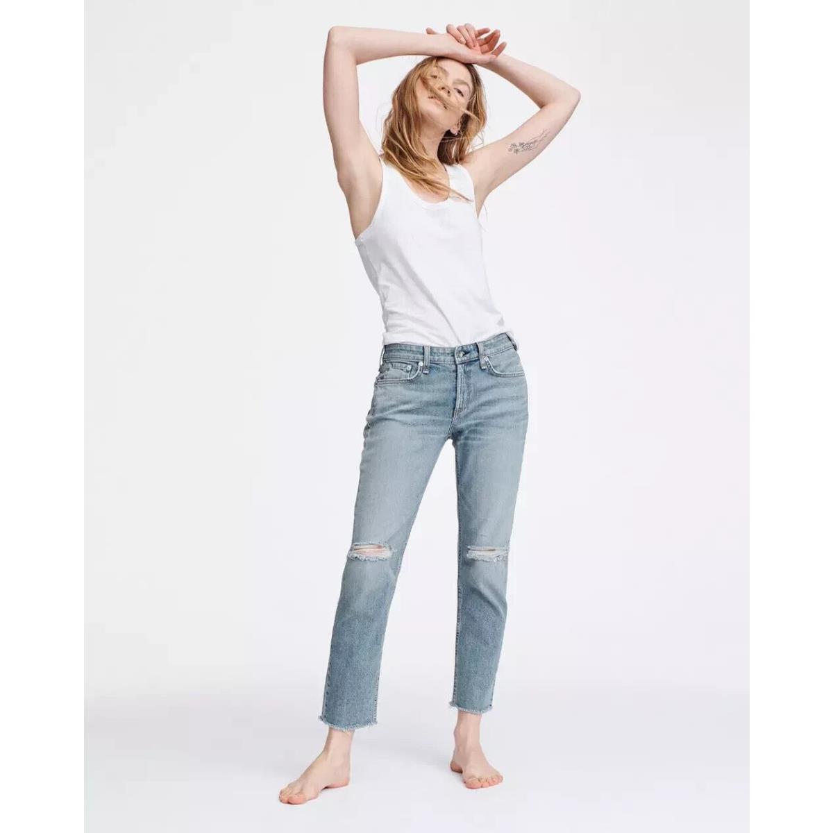 Rag Bone L43310 Womens Blue Dre Low-rise Ankle Slim Boyfriend Jeans Size 32