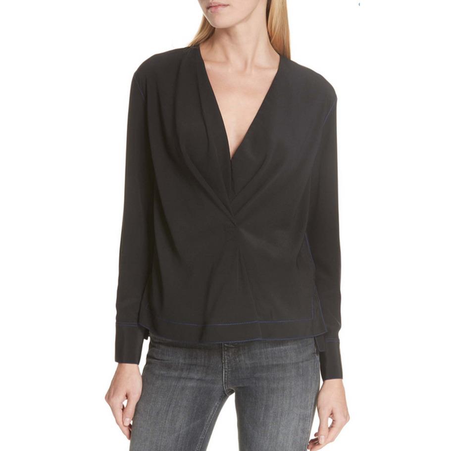 Rag Bone Shields Silk Blouse Blk XS