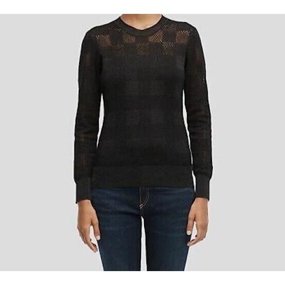 Rag Bone L112303 Womens Black Check Crew Neck Wear To Work Sweater Size XS